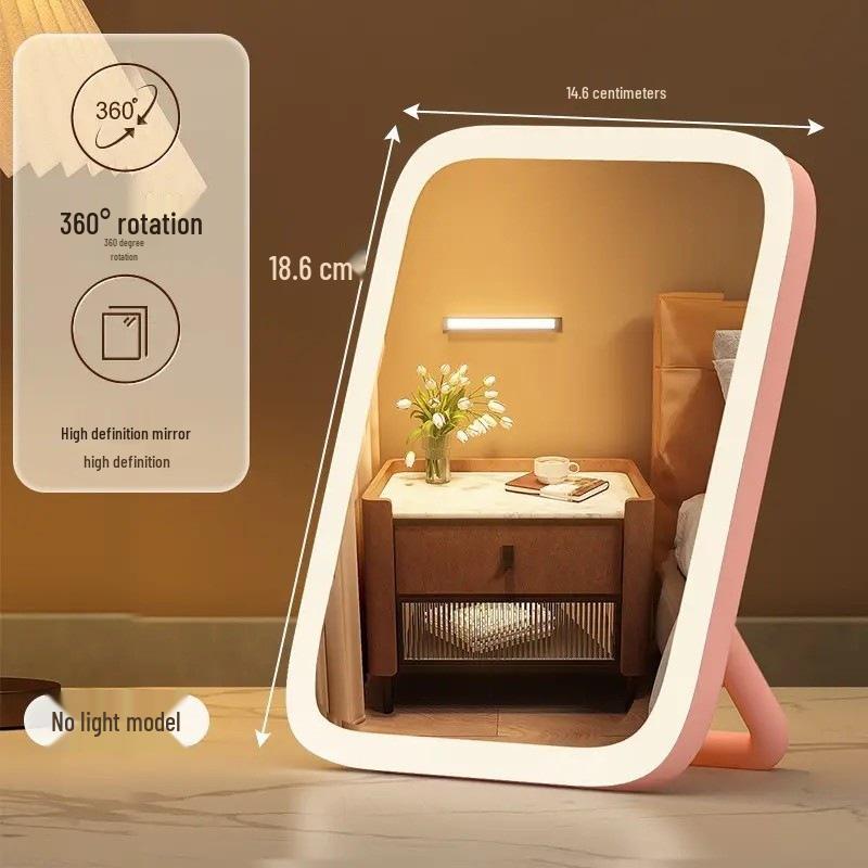 Slimme Draagbare LED Make-up Spiegel met 360-Graden Vullicht en Vlak Bureauontwerp