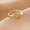 Ring Copper Alloy Fishtail Pearl Ring Student Edition Explosive Inlaid Light Luxury