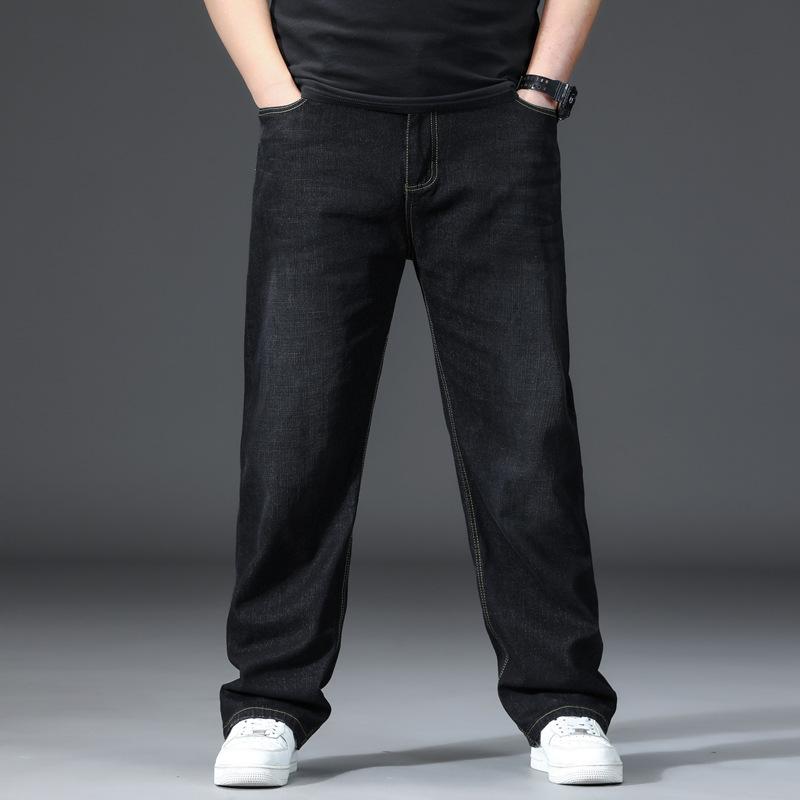 

Весенняя Новинка Мужские Джинсы Брюки с Высокой Посадкой Свободного Кроя Для Мужчин Среднего Возраста Деловой Повседневный Стрейч Прямые Брюки Большого Размера Джинсовые Брюки 28 чёрный
