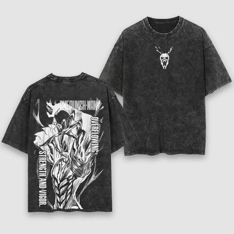 

Anime One Punch Man Garou Graphic T Shirt Men Women Short Sleeve Clothing Oversized Tshirt Washed Cotton Tee Harajuku T-shirt S чёрный