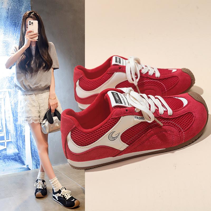 Women's popular niche mesh Forrest Gump shoes women's 2025 new thick-soled leather retro versatile German training shoes trendy shoes