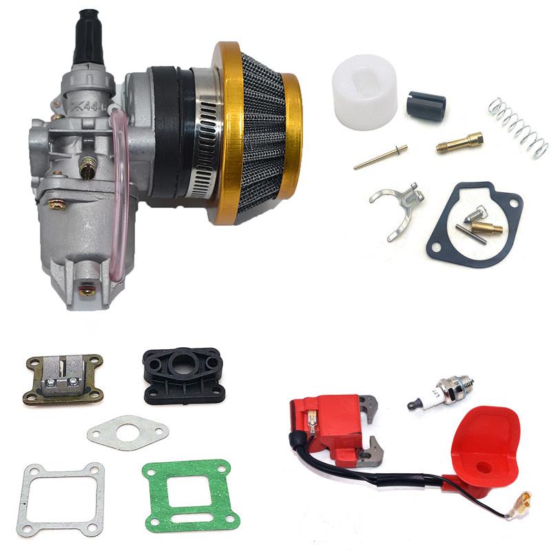 

47CC 49CC Carburetor With 44mm Air Filter Red Blue Silver And Gasket Ignition Coil For Mini Moto Dirt Pocket Bike ATV Quad золотой