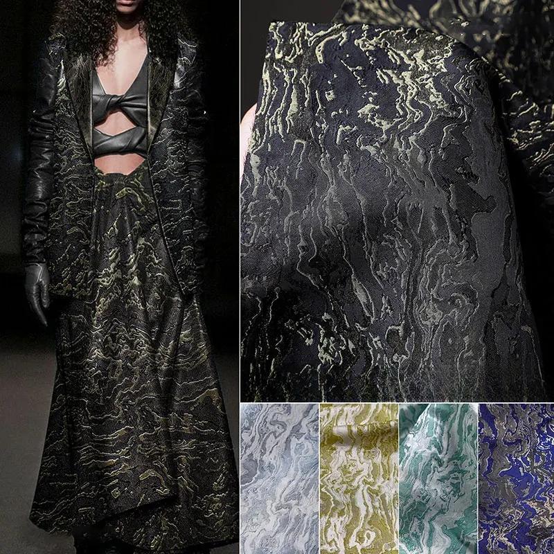 50x145cm Shiny Glossy Heavy Embroidery Texture Designer Fabric Wave Lava Weave Jacquard Fabric For Sewing Coat Jacket Pants