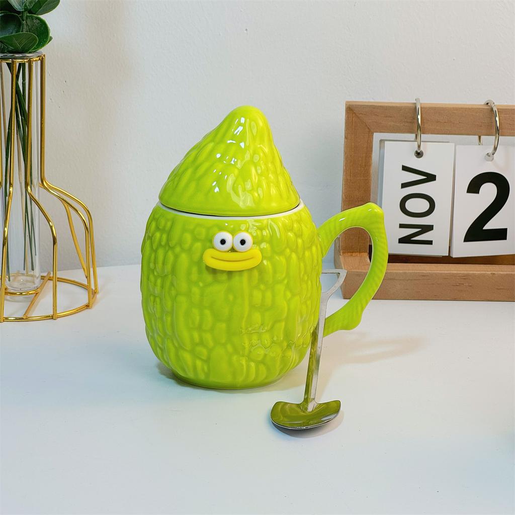Creative and Quirky Cabbage Cup Abstract Bitter Gourd Mug for Friends Gifts for Couples Wealth Cup