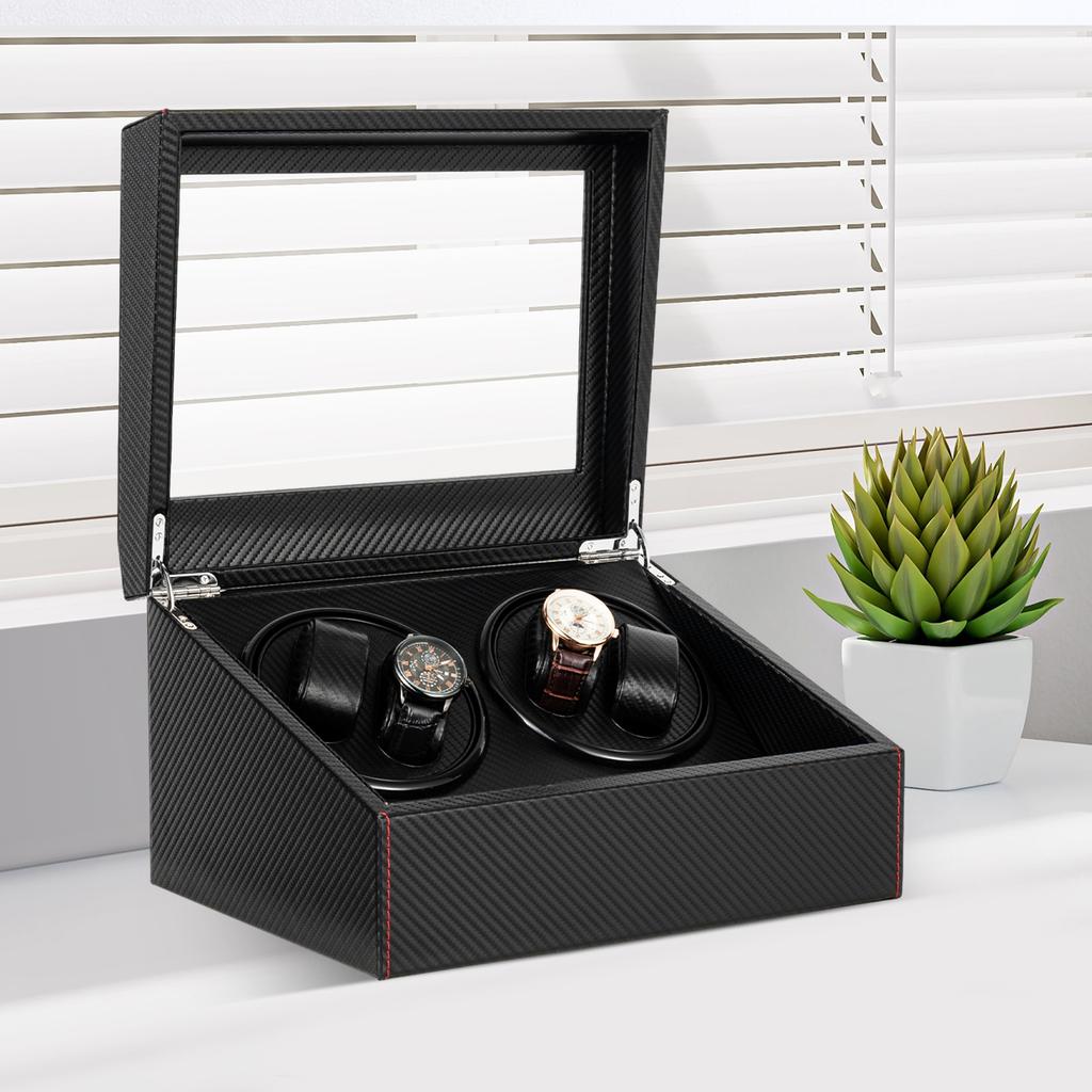 Watch Winder Box w/Silent Bidirectional Motor,4 Rotating +6 Storage Compartments,10dB Quiet Automatic Watch Winder for Men/Women