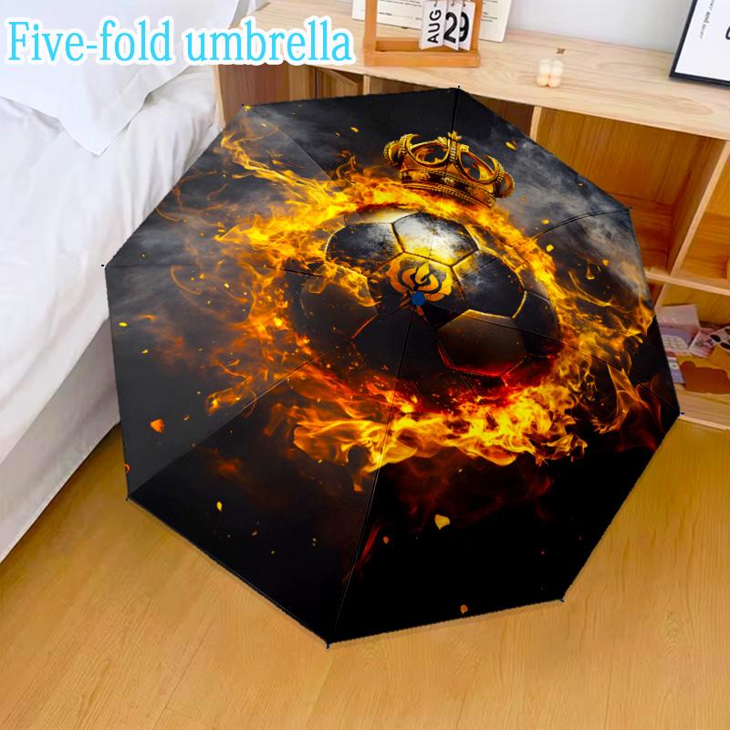 Basketball Crown Fire Sport Mini Five-Fold Lightweight Umbrella, 8-rib umbrella, Perfect for Home Travel and Outdoor Use in Any Season Gifts