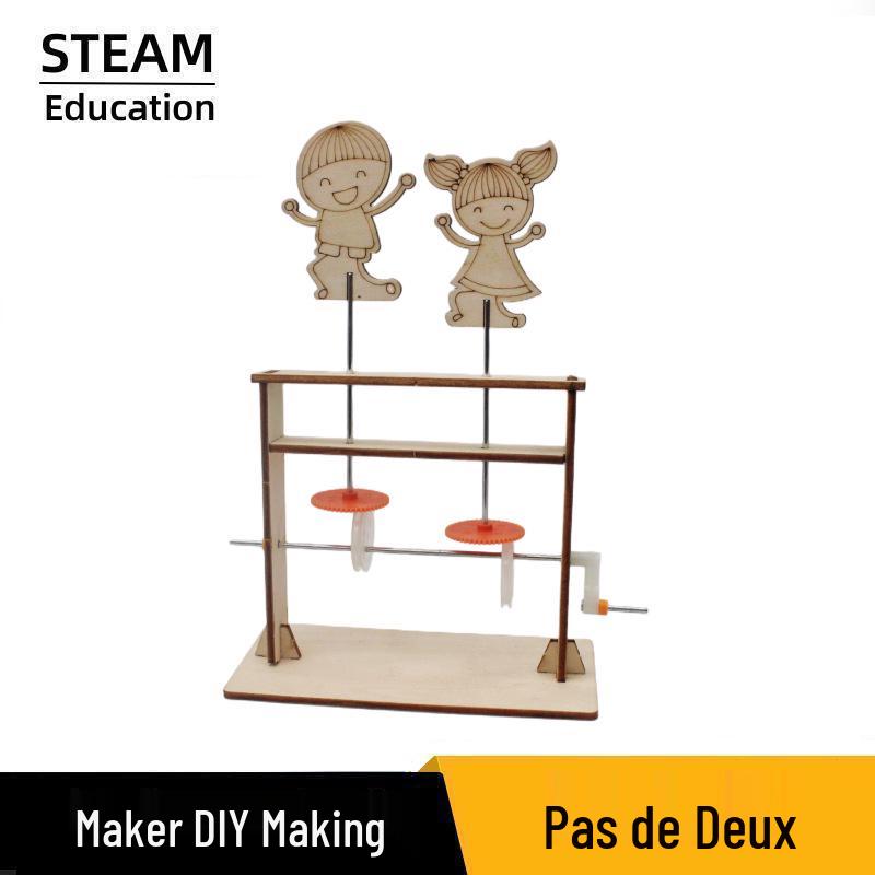 Double Dance Cam Drive DIY Tech Craft Kit for Children s Science Experiments Wooden