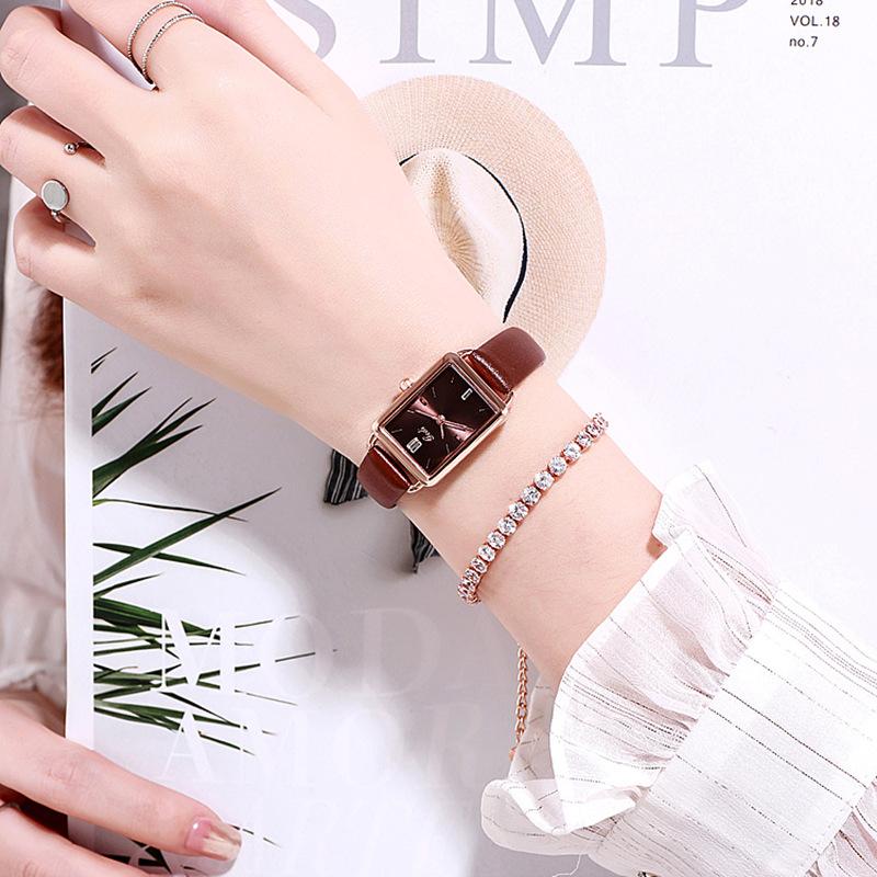 Retro Square Watch Women'S Watch Fashionable And Simple Student Watch Fresh And Versatile Waterproof Quartz Watch