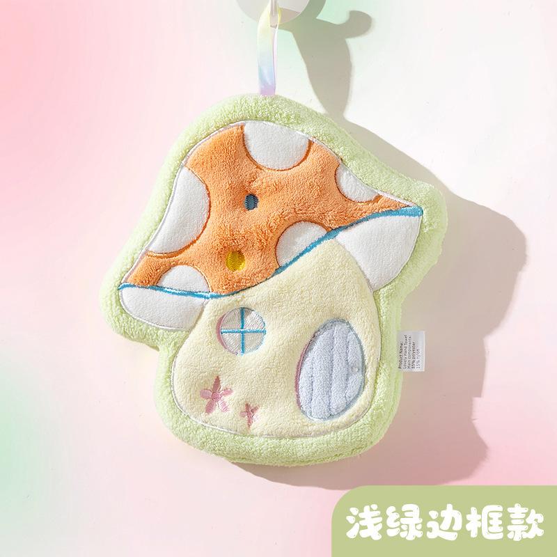 Dream mushroom house dopamine hand towel bathroom household coral fleece hand cloth soft absorbent cute handkerchief