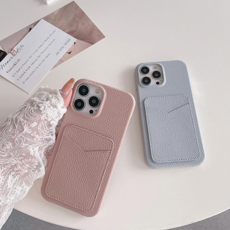 Luxury Solid Color Wallet Card Slot Hard PC Shockproof Phone Case For iPhone 16 Pro Max 14 11 12 13 15 Pro Max Bumper Back Cover