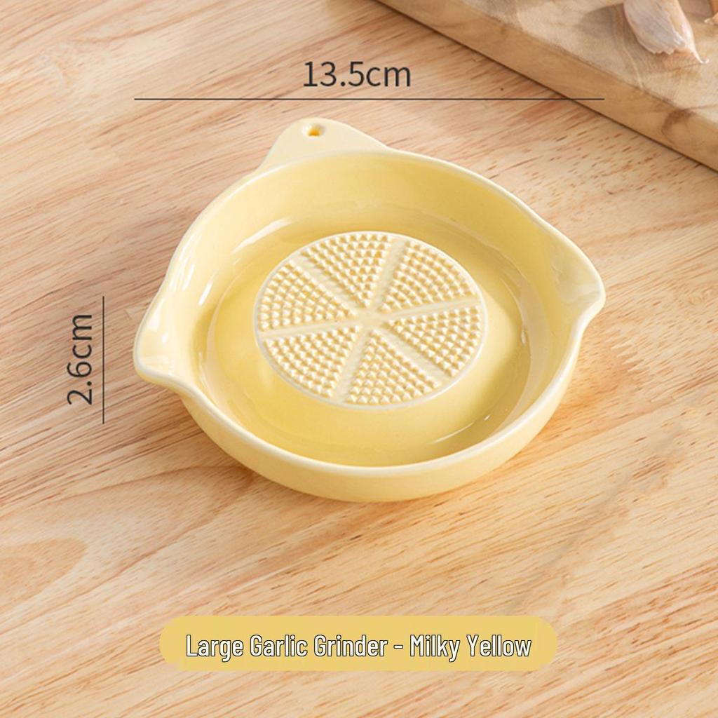 Cream Ceramic Garlic and Ginger Paste Grinder - Creative Kitchen Gadget for Children's Food Supplement
