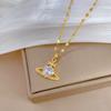 Titanium Steel Planet Love Light Luxury Temperament Full Diamond Necklace Women'S Versatile Clavicle Chain Titanium Steel Chain