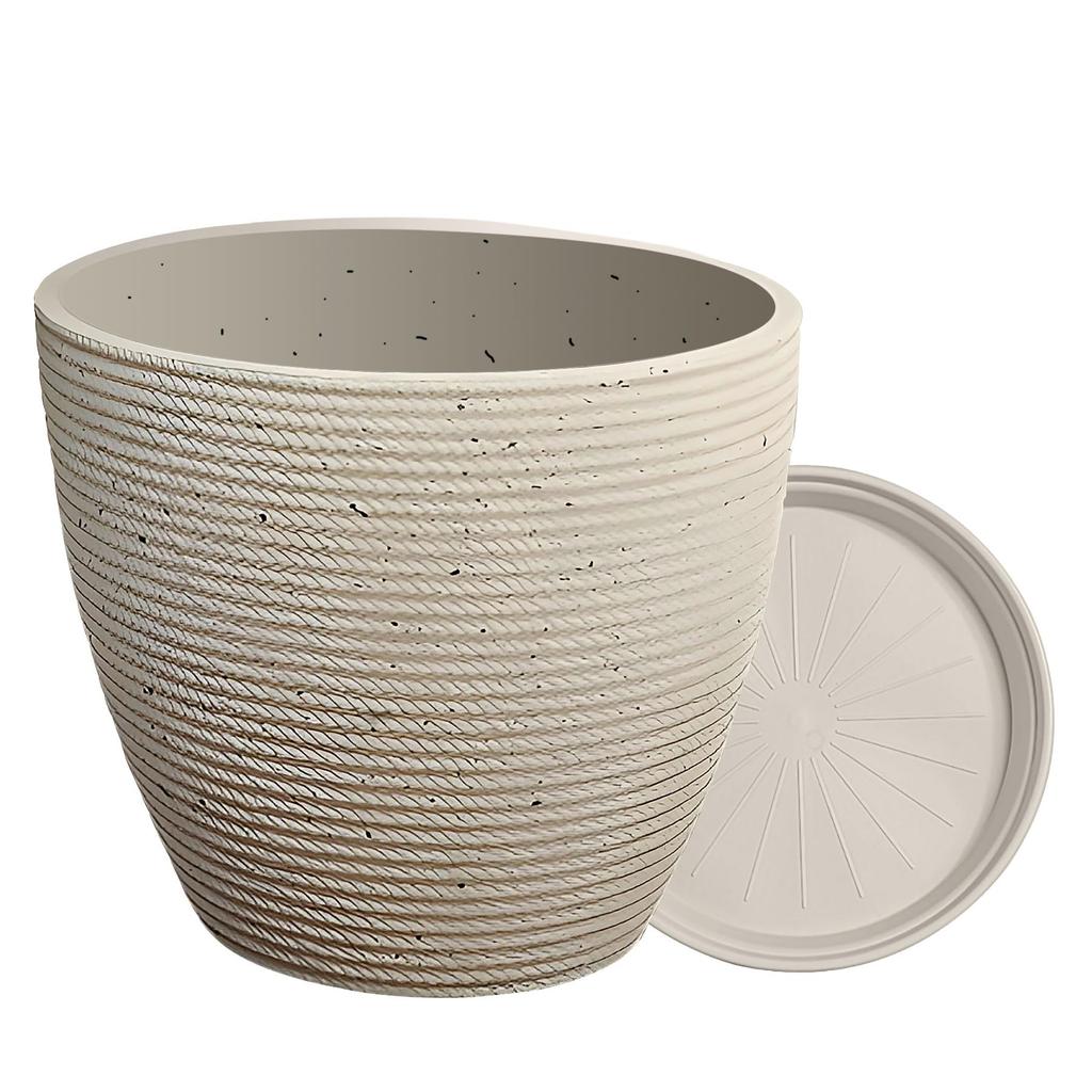 DADAGUAI Planter with Plant Pot Stylish Pot with Drainage Round Plastic Plant Pot Saucer, Medium, Thickened, Stand, Holes, Lightweight, Indoor/Outdoor