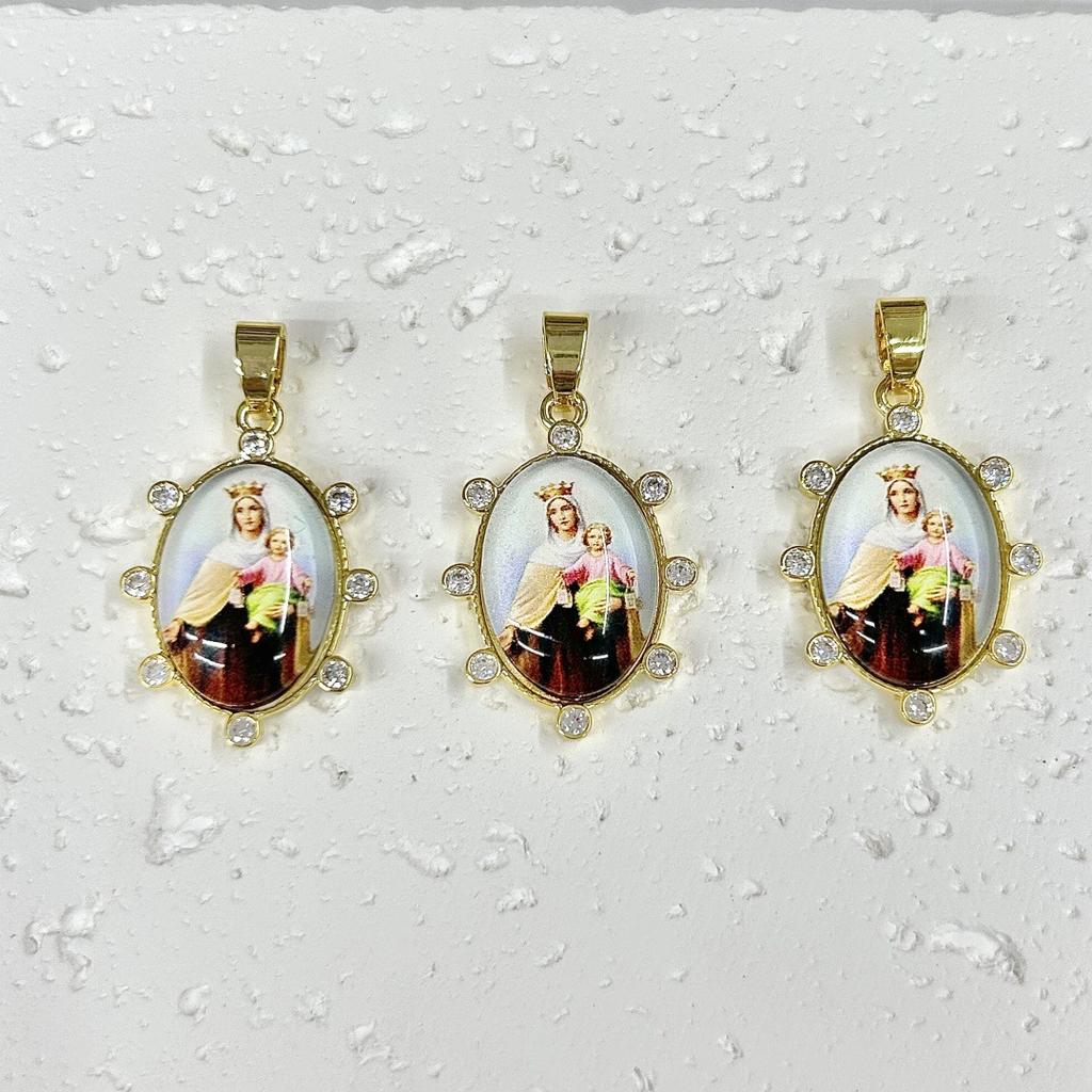 Oval Copper Personality Trendy Portrait Virgin Mary Pendant Necklace Bracelet Accessories Material