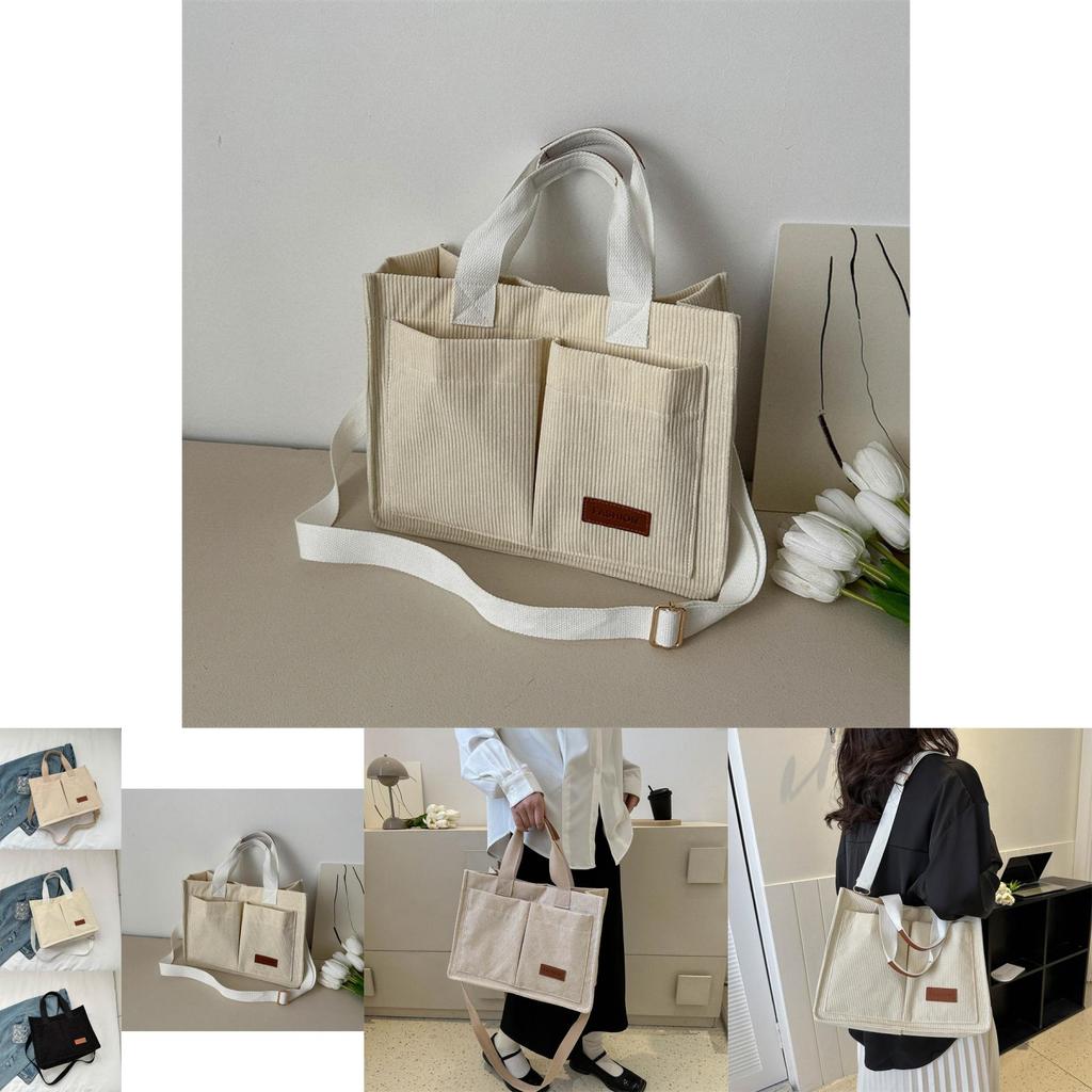 Sac Cabas Tendance en Velours Côtelé pour Commuter 2023 Sac à Bandoulière Mode Style Rue