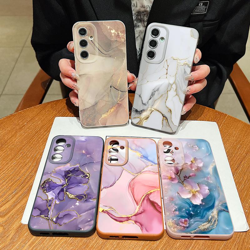 Colored Marble Patterned Phone Case For Samsung Galaxy S26 S25 S24 S23 Ultra S22 Plus S25 FE Edge Soft TPU Leather Texture Cover
