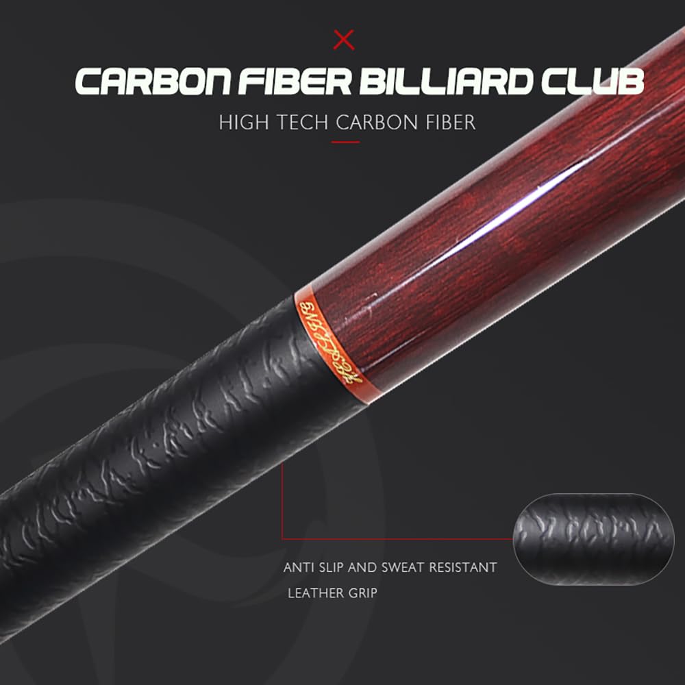 Billiard Cue OKHEALING 19oz Jointed Carbon Fiber Pool Cue Stick Cue Tip 58" 1/2 11.8mm (Play Cue)