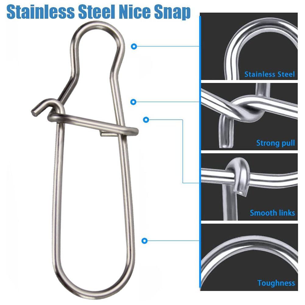 100pcs Fishing Snaps Clip 0#-8# Stainless Steel Fishing Clips Swivels Fishing Tackle For Trout Baits Pike Bass