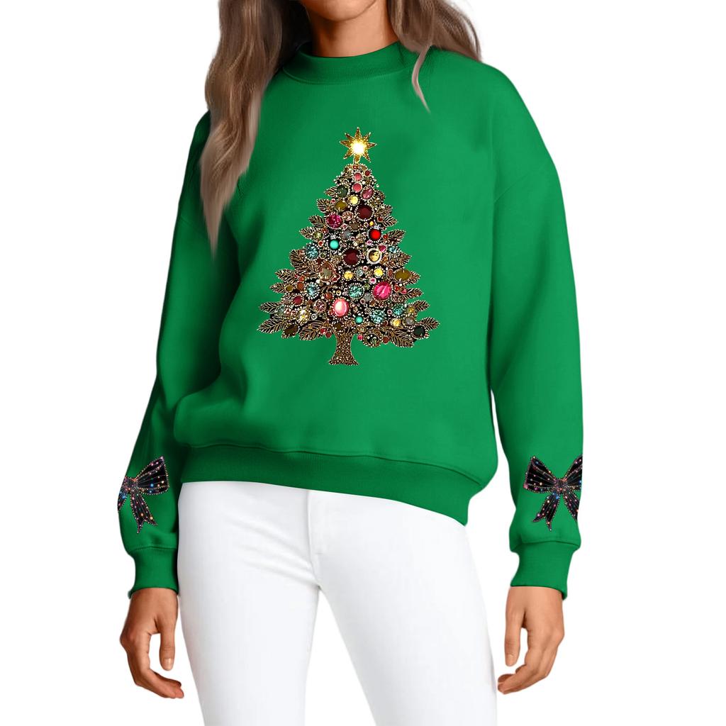Women's Fashion Casual Round Neck Long Sleeve Christmas Printed Sweatshirt