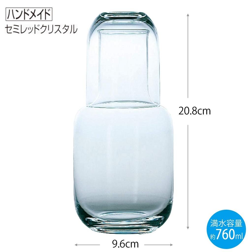 Toyo Sasaki Glass Water Bottle 760ml Jug 1 Crown Cup 1 Made In Japan 60714