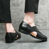 Comfortable Men Leather Sandals Hollow Out Pointed Dress Shoes Casual Fashion Breathable Outdoor Sandals Home Men's Leather Shoe