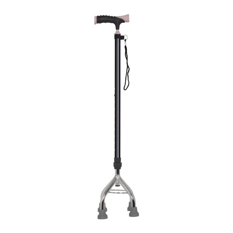 Electroplated Foldable Quad Cane: Lightweight & Non-Slip Walking Stick for Seniors