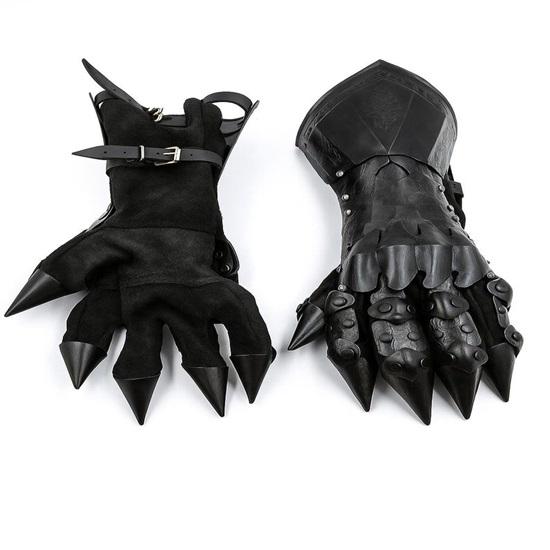 Medieval Nazgul Black Etched Steel Gauntlets Hand Armor Gloves