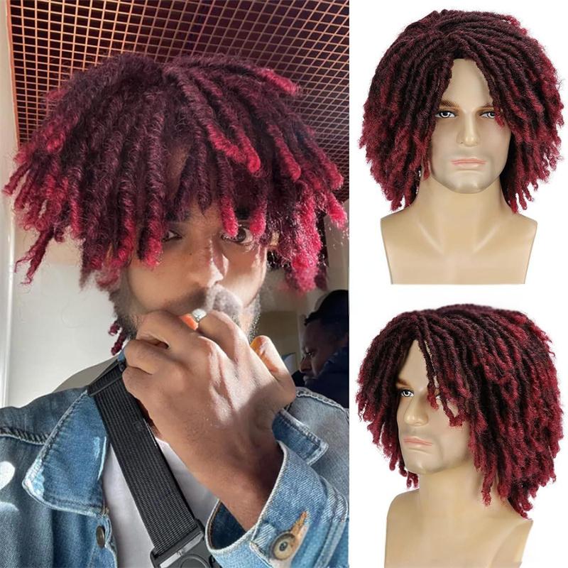 Synthetic Short Afro Twist Hair Braided Half Wig for Black Men Clip In Toupee Hairpieces Dreadlocks Male Wig Rock Party