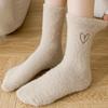 Mink Velvet Socks Women Lovely Cozy Hairy Autumn Winter Warm Hosiery Thickened Plush Sleep Floor Fluffy White Heart-shaped Socks