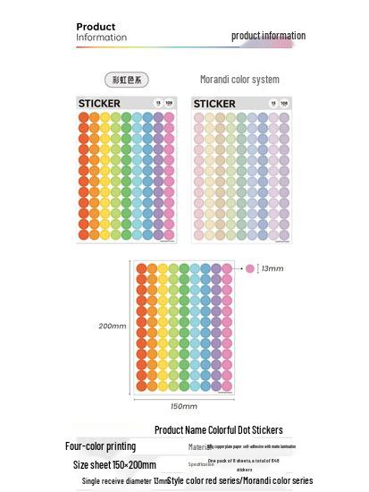 Colorful Self-Adhesive Numbered Dot Stickers for Kids - Round Index Labels for Kindergarten
