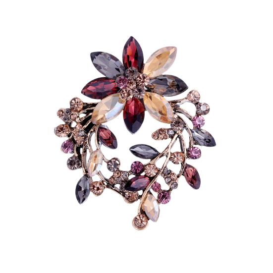 Rhinestone Wreath Brooch Artificial Gemstones Swan Lapel Pin Retro Elegant Brooch Pin for Women Coat Shirt Dress
