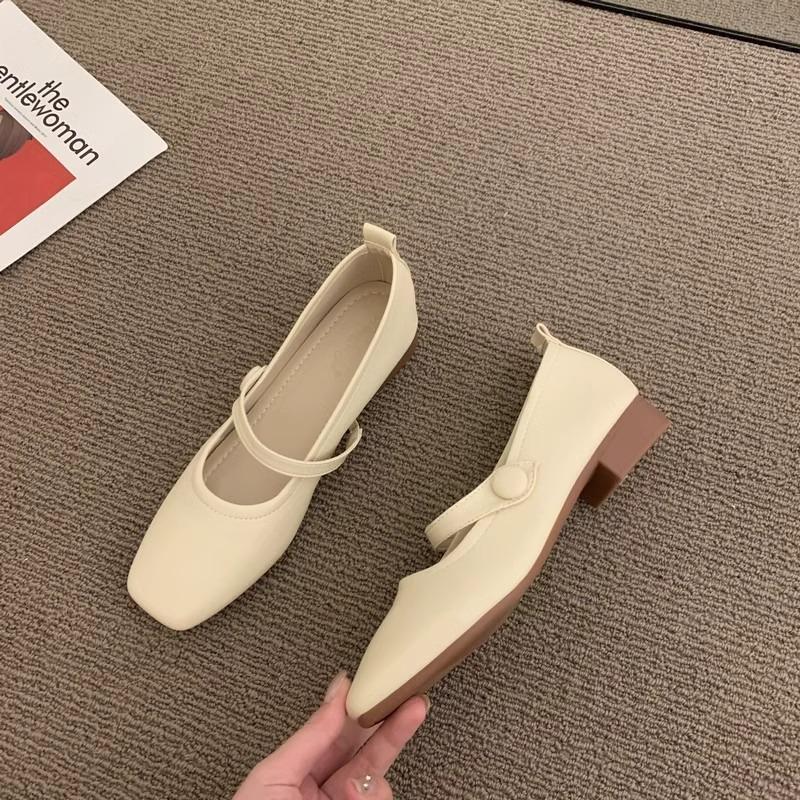 

Ретро Мэри Джейн из мягкой кожи женские 2025 весна новинка темперамент нежный ветер французский маленький ароматный ветер плоские удобные туфли-лодочки 40 бежевый