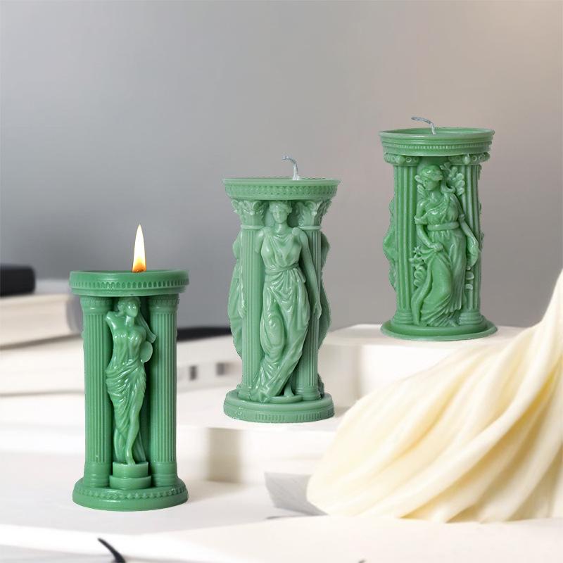 Forma na świecę DIY Klasyczna rzeźba Ateny Forma z żywicy Kolumna Rzymska Grecka Bogini Forma gipsowa Statua Bogini Dekoracja domu