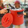 Commercial Stainless Steel Insulated Soup Bucket, 15.85Qt Hot & Cold Food Storage Container, Round Modern Red Insulated Bucket