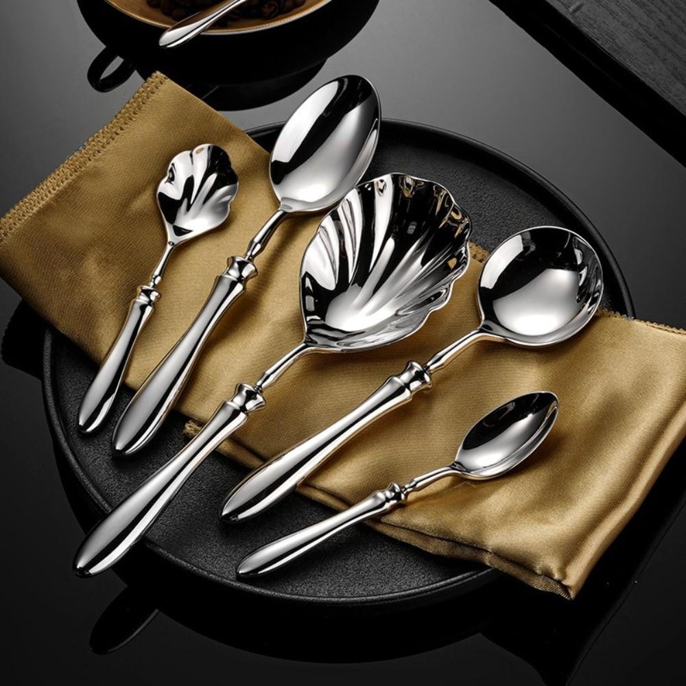 Shell Shape Dessert Spoons French Soup Spoon Creative Stainless Steel Spoons Coffee