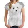 Summer Round Neck 3D Puppy Pattern Printed Top Fashionable and Casual Cute Short Sleeved Women's T-shirts