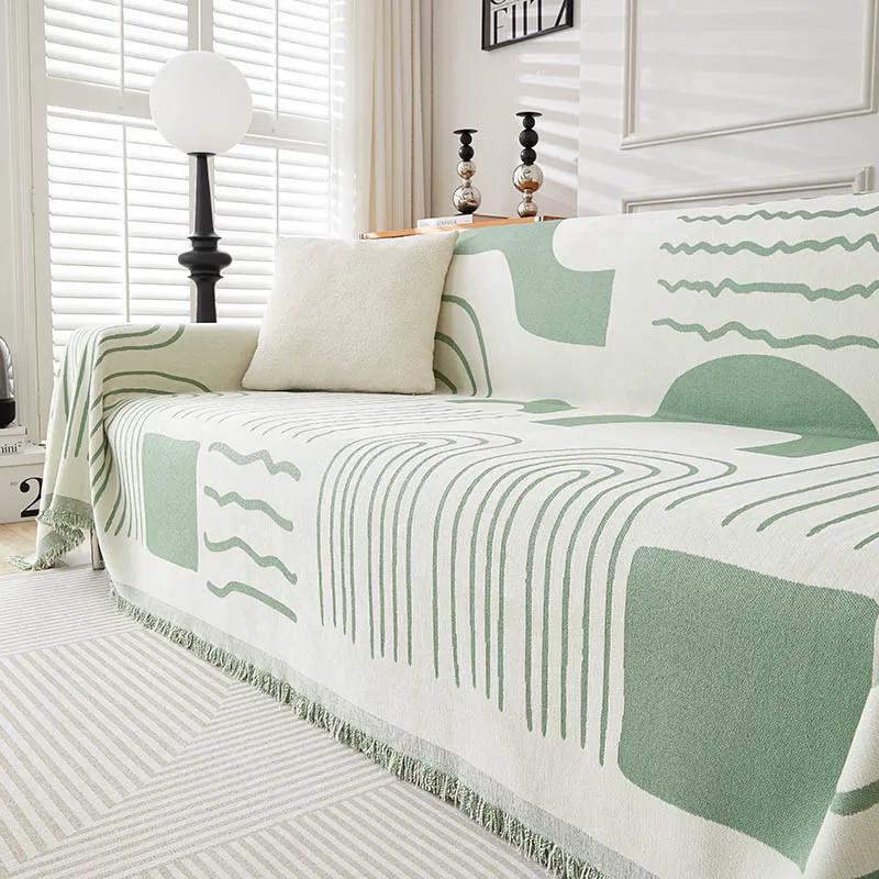 1 Stück Nordische Sofa-Überwürfe Outdoor Camping Picknick Große Decke Freizeit Entspannung Strandtuch Weiß Reise-Decke Quasten Leinen