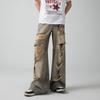 Used Ripped Slim Straight Jeans: Unisex Retro Nischendesign
