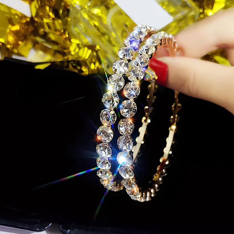 

Большие серьги-кольца Huitan с круглыми кубическими цирконами, сверкающие серьги для женщин, повседневная одежда, современные модные ювелирные изделия, прямая поставка