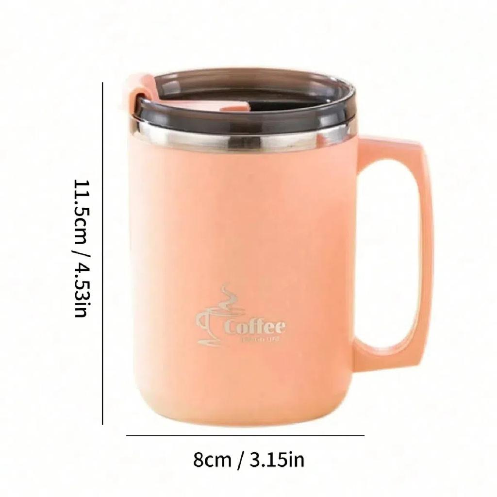 WORTHBUY Double Wall Insulated Coffee Mug 304 Stainless Steel Milk Coffee Cup With Handle Leak-proof Water Cup For School Office