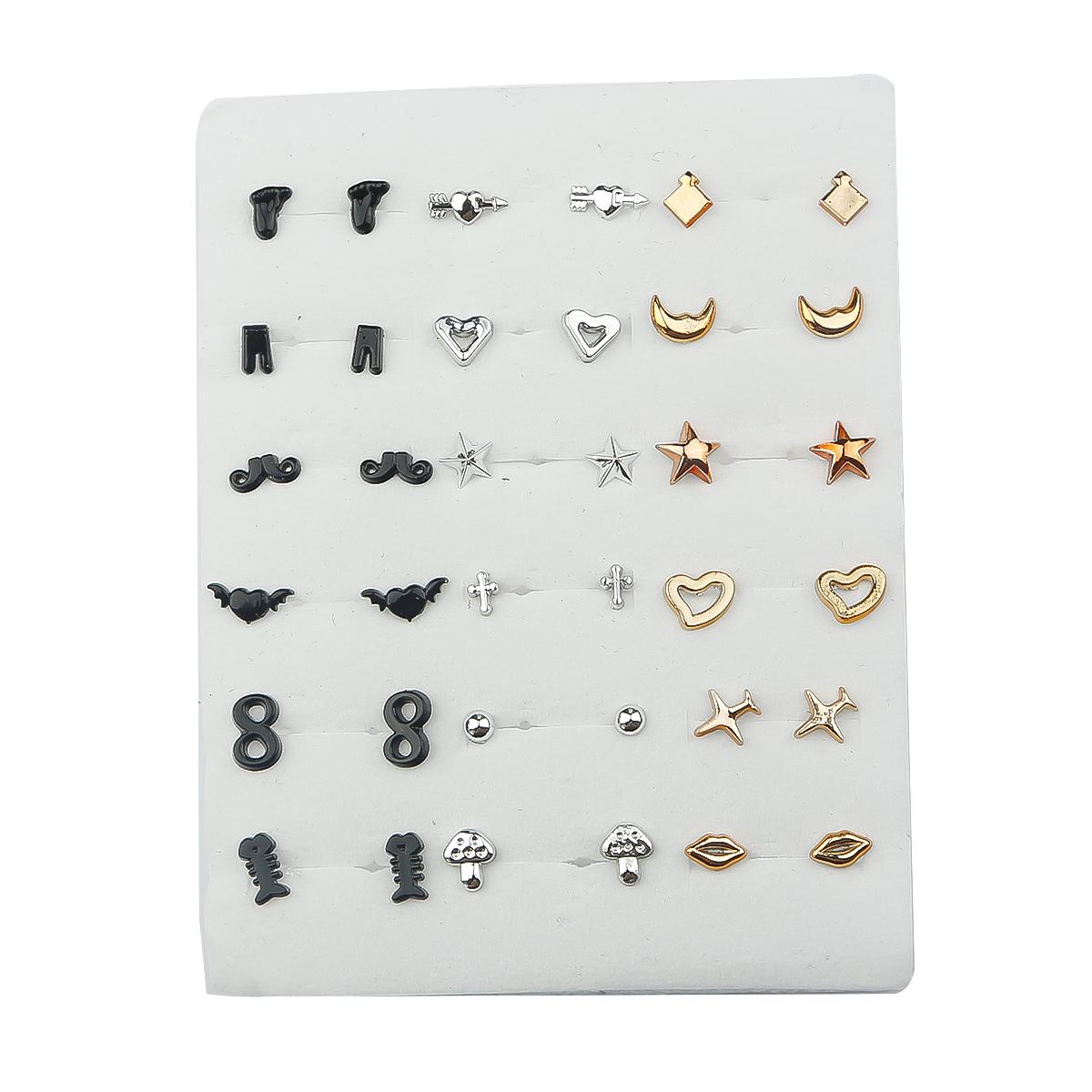 

18 пар изысканных маленьких серег-гвоздиков, наборы для женщин и детей, ювелирные изделия из сережек