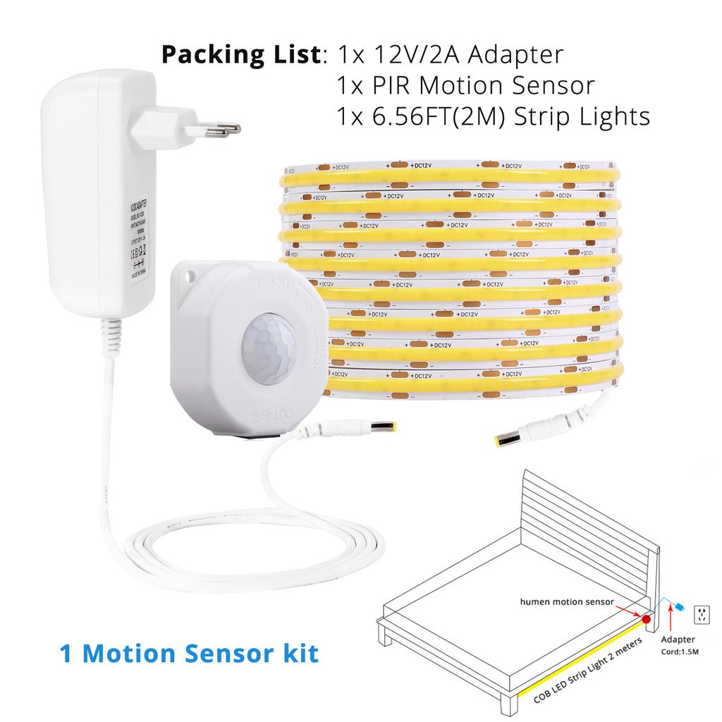 Single Double Human Sensing Light Tape Set Motion Activate Under Bed Stairs Corner Passageway Lighting Automatically Turn on off