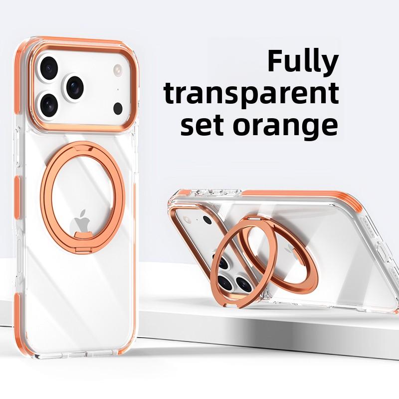 360 Rotating Kickstand Transparent Magnetic Bicolor Phone Case for iPhone 17 Pro Max 16 Plus 15 14 13 12 11 Shockproof Cover