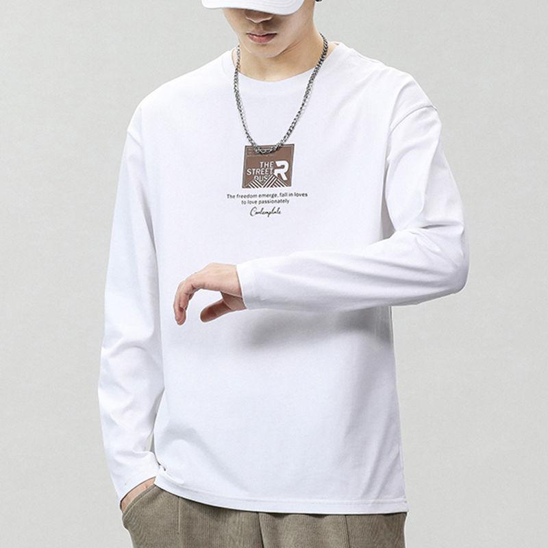 

Мужской нижний топ, чистый цвет, эластичный пуловер с круглым вырезом и длинными рукавами, верхняя часть средней длины, повседневная мужская футболка 4XL