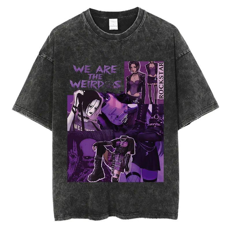 Japanese Anime Nana Osaki Print Vintage Washed Tshirt Harajuku Streetwear Graphic T-Shirt Summer Short SleeveTshirt
