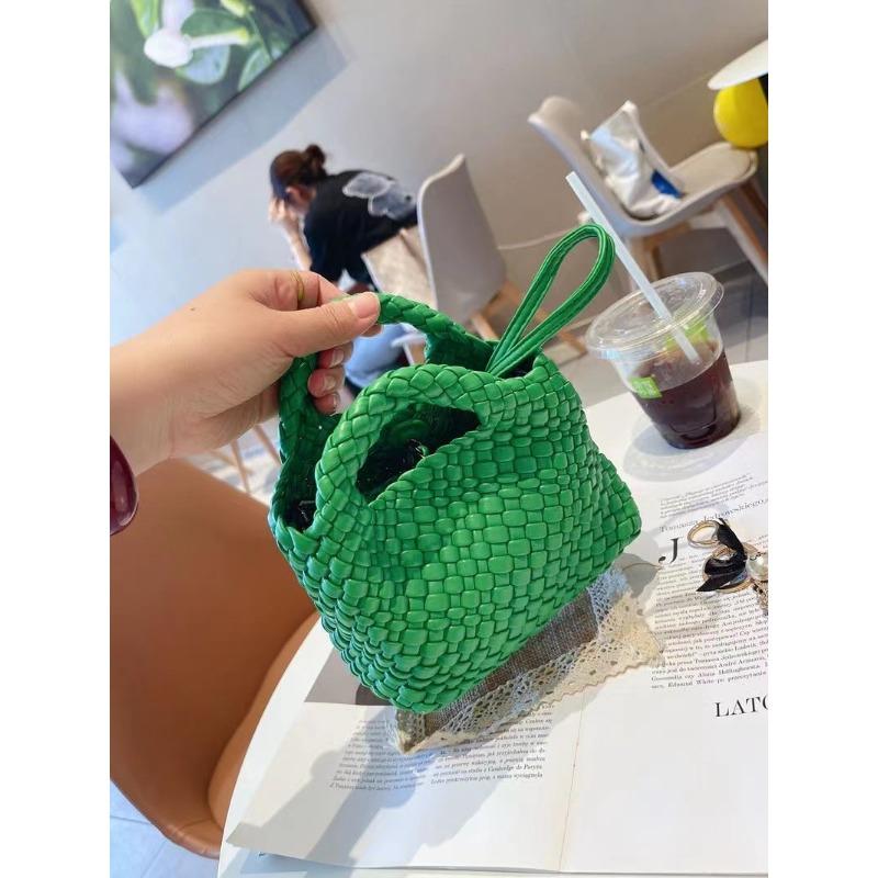 JMG Bags Pure Handgeweven Kleine Tas met Een Luxe Gevoel, Zomerse Kleine Emmer Dames Tas, Mini Groentemandje, Diagonale Span 17*15*11 groen