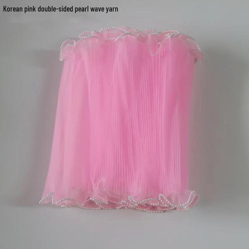 Korean Pearl Ruffle Gauze Floral Bouquet Wrapping Material - Pleated Mesh Wave Gauze