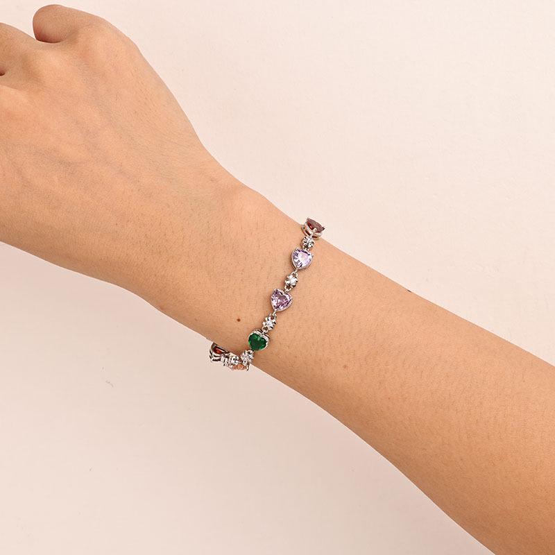 European & American Color Zircon Bracelet - High-End Fashion Women's Jewelry
