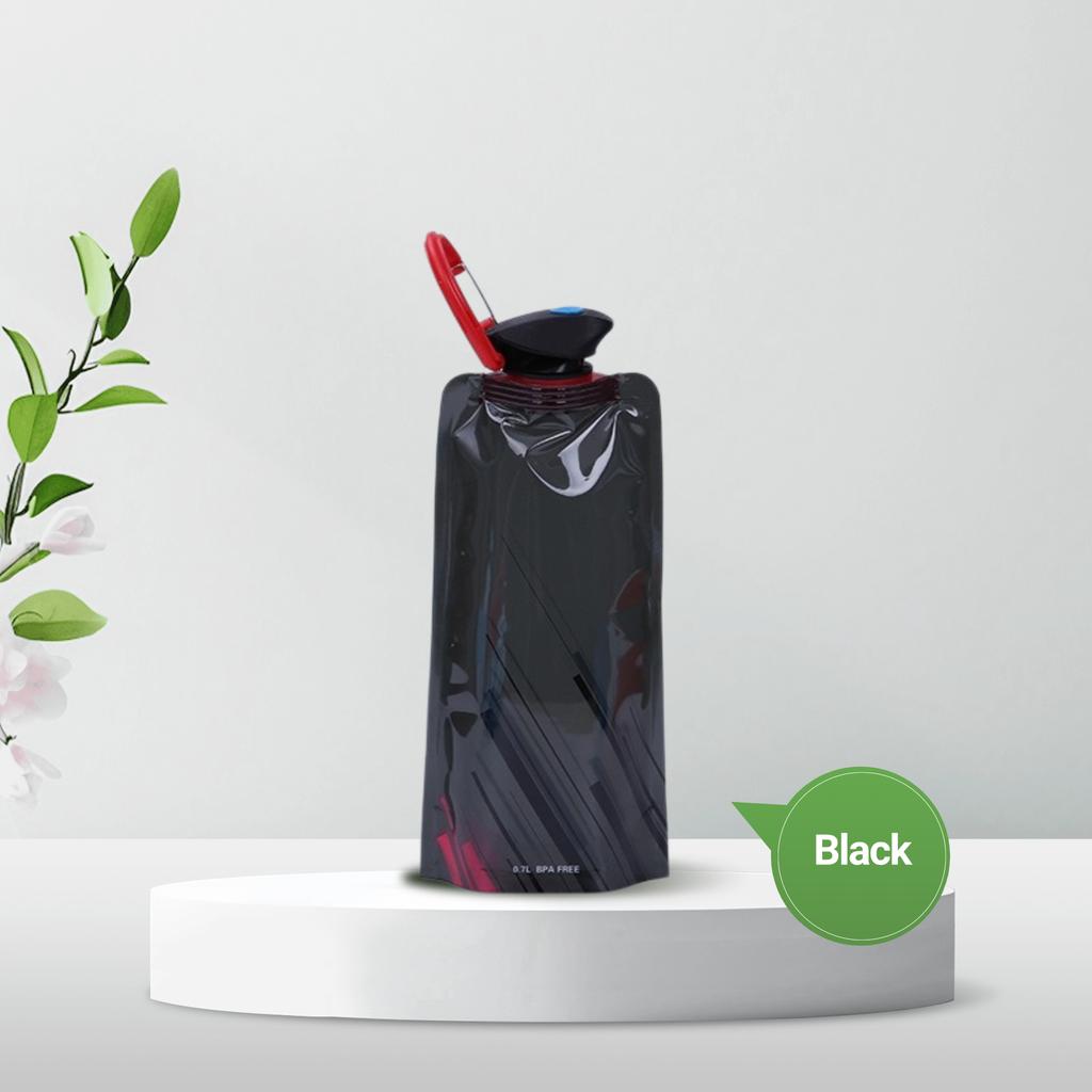 700ml Foldable Water Bottles Flexible Reusable Travel&Camping Water Bottle Water Pouch Soft Flask Water Bag With Carabiner Clip