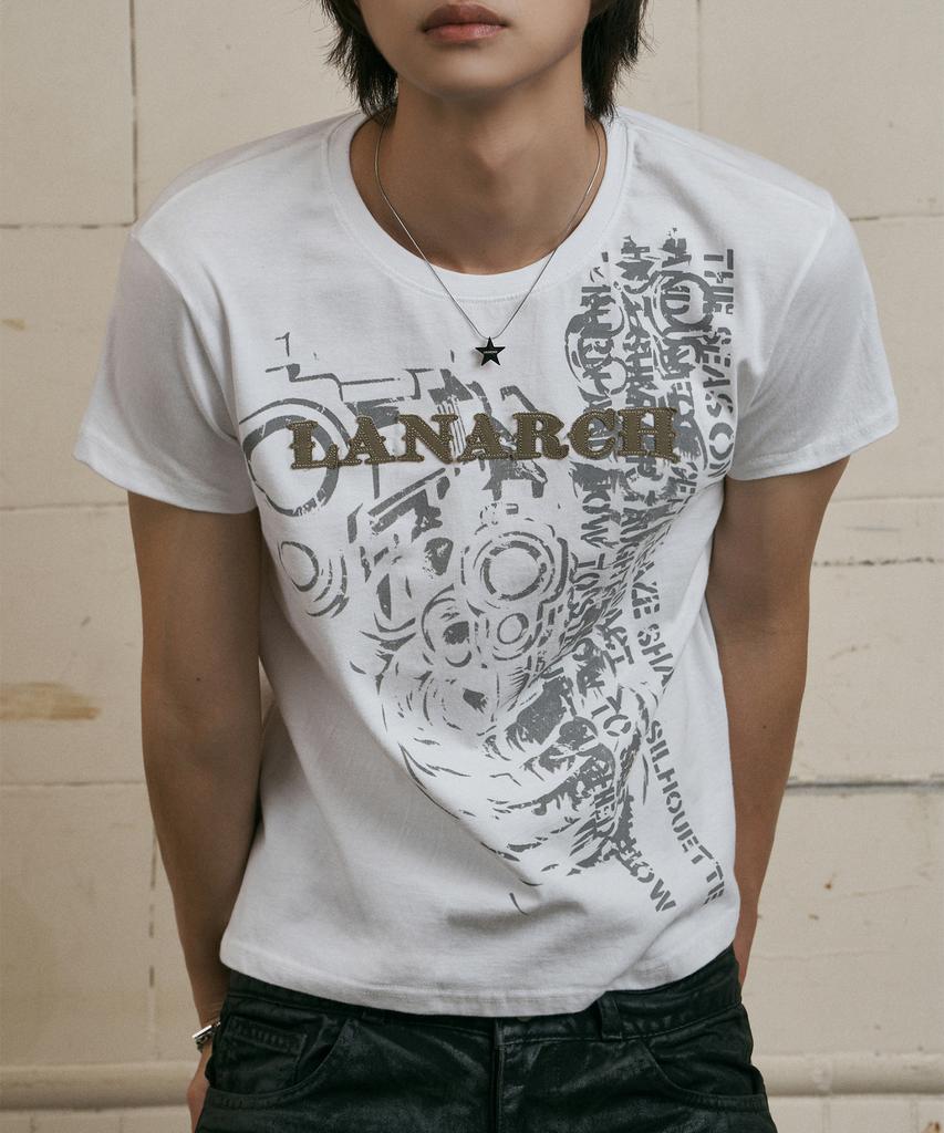LANARCHIVE [0134] Pistol Applique Short Sleeve T-Shirt - Ivory